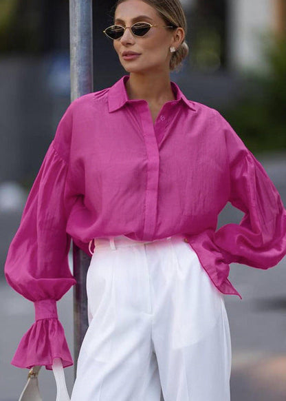 Sheer Oversized Button Up Shirt Lightweight Fabric
