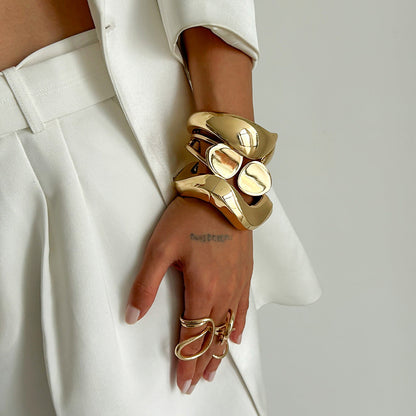 Stylish Wave Pattern Alloy Bracelet Set