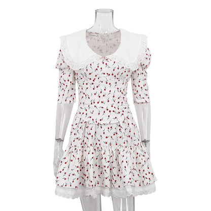 Summer Floral A-Line Dress With Peter Pan Collar