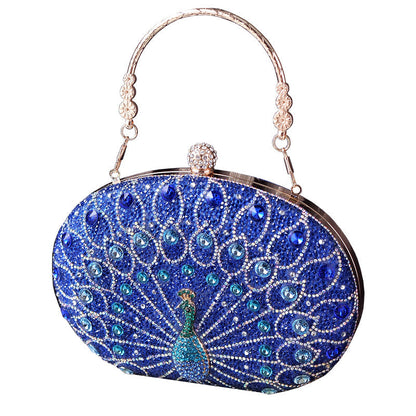 Vintage Peacock Rhinestone Evening Bag Elegant Party Purse