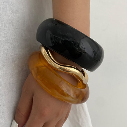 Trendy Amber Color Gradient Open Cuff Bracelet
