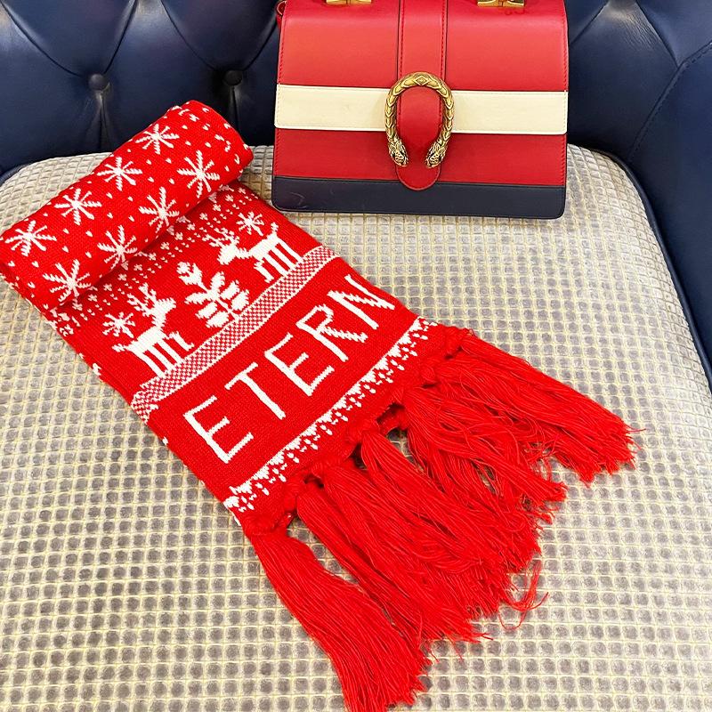 Christmas Knitted Hat Jacquard Scarf Touch Screen Gloves Three-Piece Gift