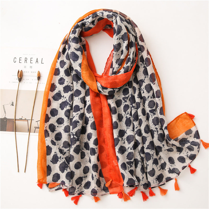 Japanese Literary And Artistic Fresh Cotton And Linen Scarf Retro Patchwork Bohemian Cashew Print Silk Scarf Beautiful Sunscreen Scarf