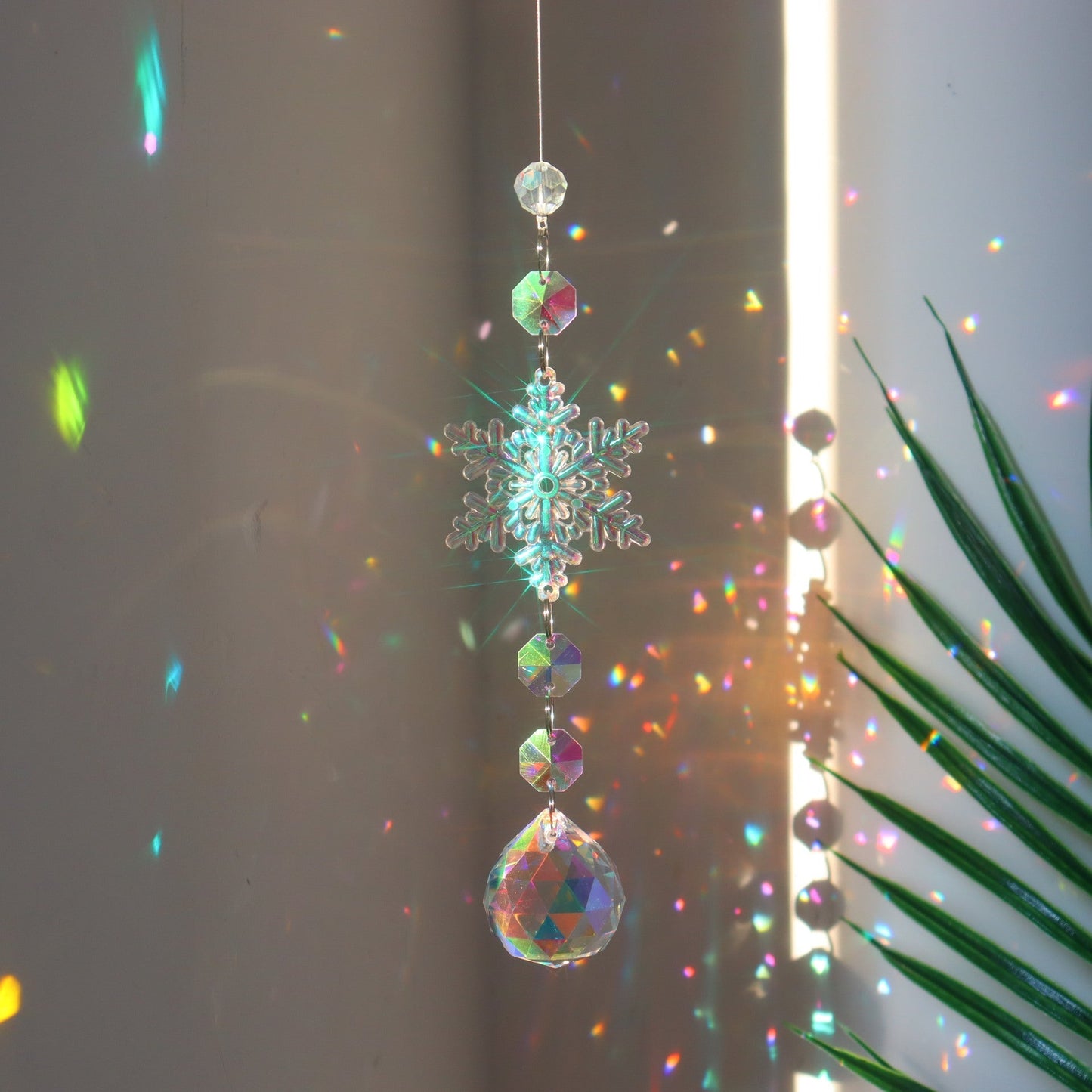 3+ Colorful Snowflake Crystal Suncatcher Hangings