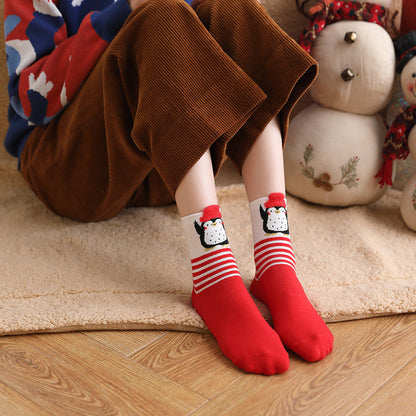 Christmas Reindeer Cartoon Funny Crew Socks