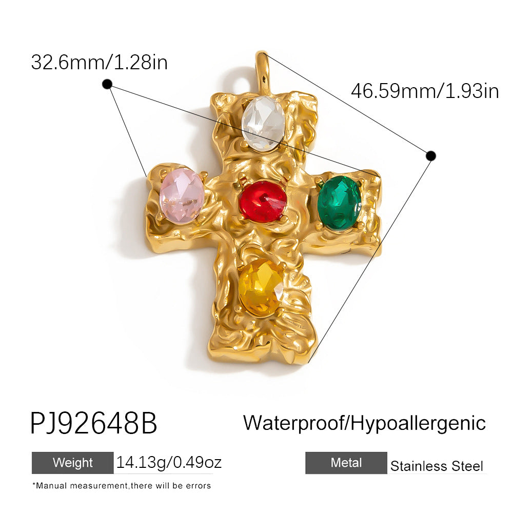 Colorful Oil-Drop Fish Heart Pendant Steel DIY Jewelry Accessories