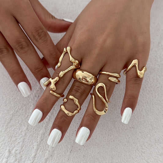 Geometry Design Liquid Metal Rings Trendy & Modern Jewelry