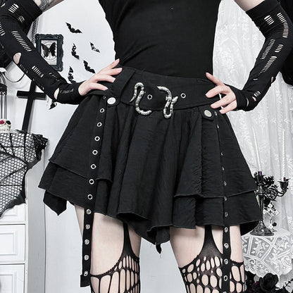 Gothic Style Asymmetrical Metal Half Skirt