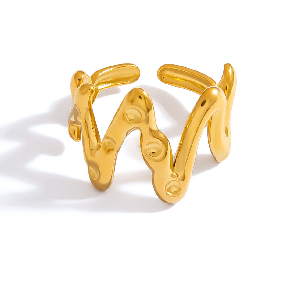 Floral Stainless Steel Ring With Natural Stone Inlay