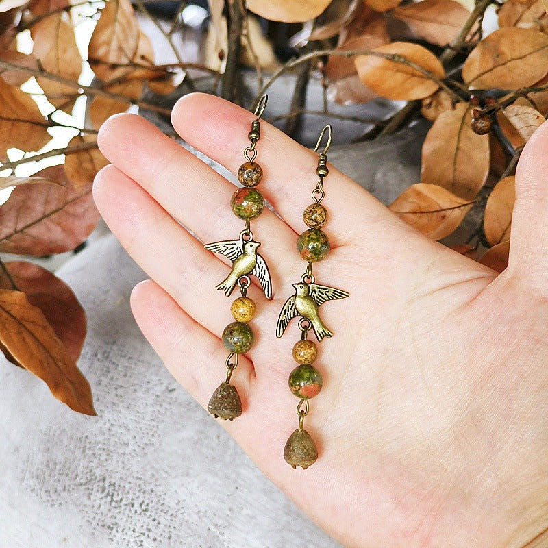 Handmade Vintage-Inspired Earrings with Natural Stone