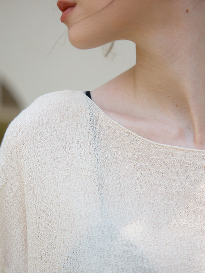 Elegant Loose-Fit Tencel Wool Blend Long Sleeve Top