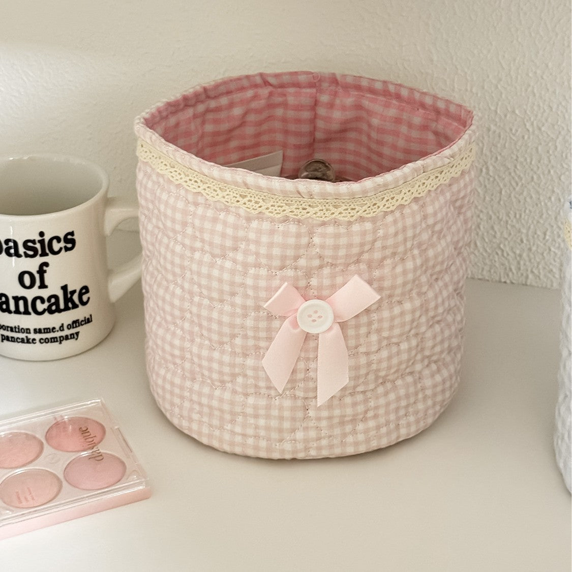 Sweetheart Lace Cylindrical Storage Basket Modern Minimalist Style