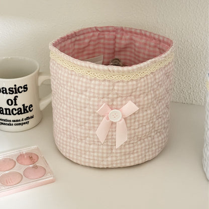 Sweetheart Lace Cylindrical Storage Basket Modern Minimalist Style