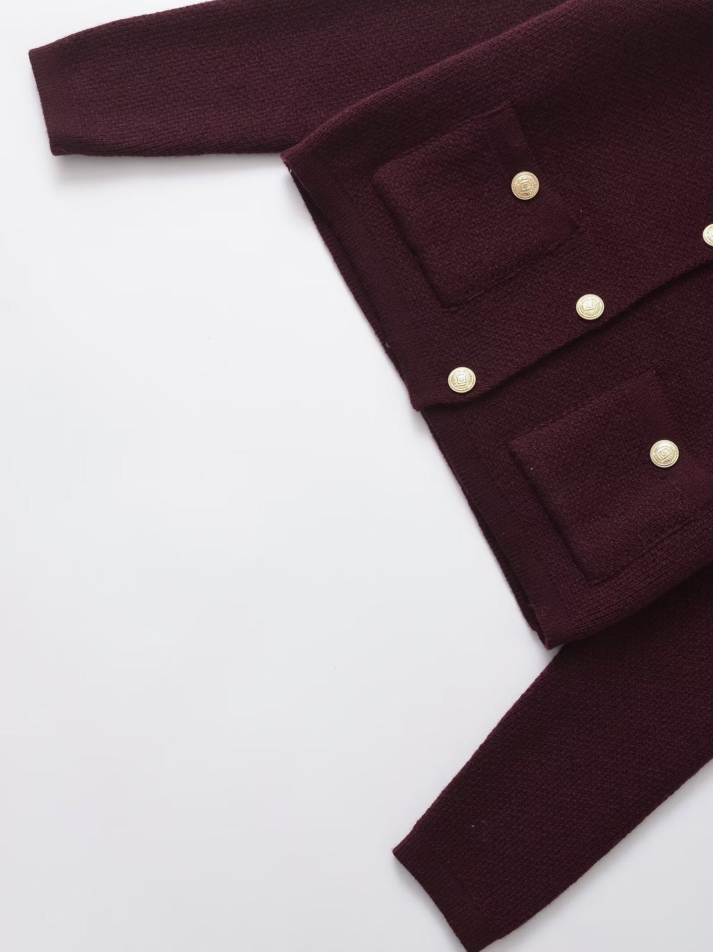 Fall Solid Color Crew Neck Knit Cardigan