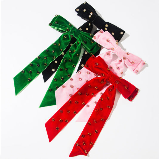 Chic Double Layer Bow Hair Clip with Rhinestones