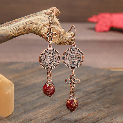 Elegant Vintage Leaf Dangle Earrings Zinc Alloy Art Design