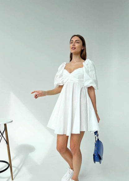 Mini Dress Contrast Panel Breathable Fabric