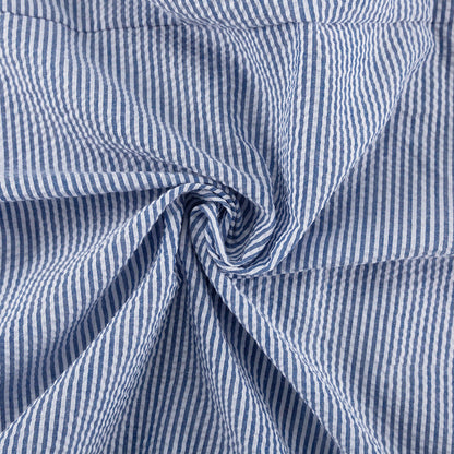 Blue Striped Collar Shirt & Loose Pants Set