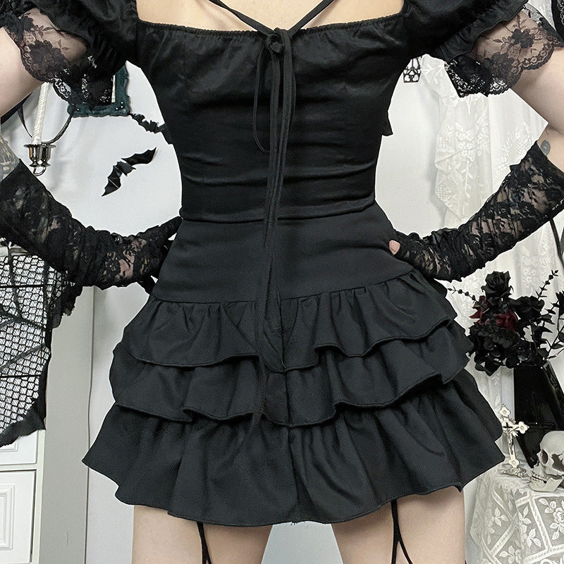 Black Pleated Mini Skirt Gothic Punk Style