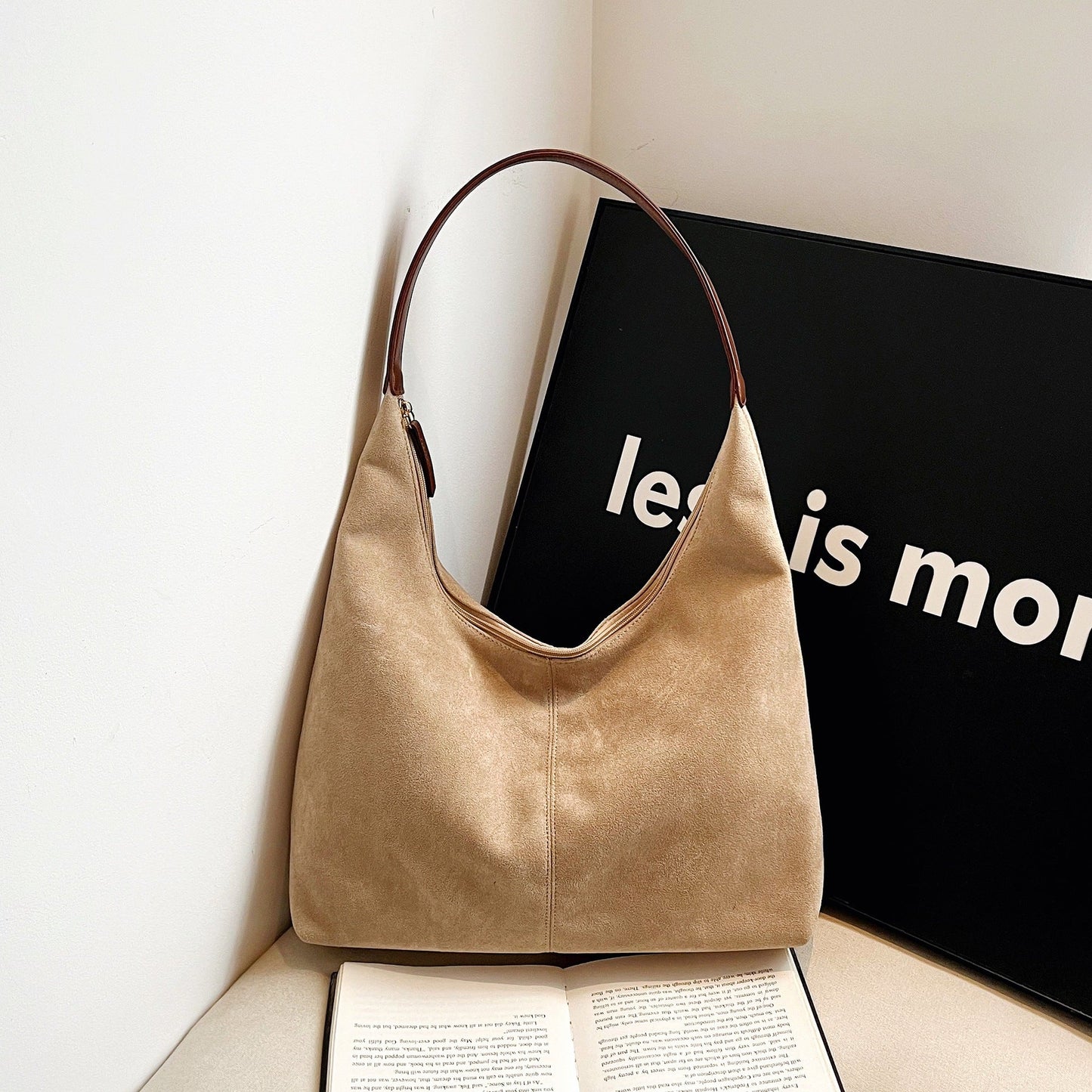 Vintage Suede Tote Commuter Underarm Bag