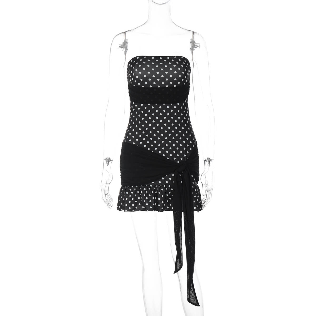 Sweet Polka Dot Mini Dress with Color Block Design