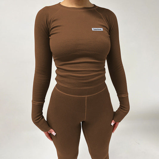 Trendy Sports Yoga Outfit with Long Sleeve Top and Pants