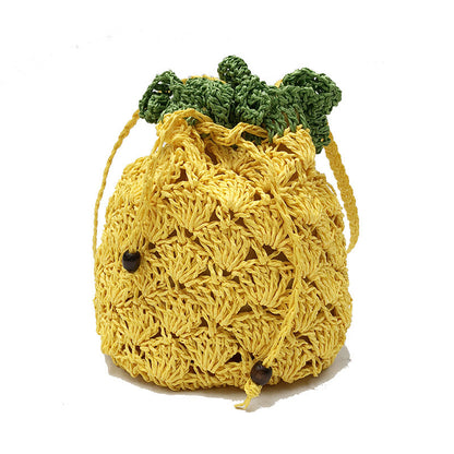 Trendy Crochet Pineapple Bag Yellow Casual Crossbody Bag