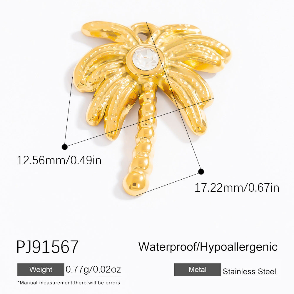 Stainless Steel DIY Ocean Series Coconut Tree Pendant Necklace