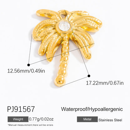 Stainless Steel DIY Ocean Series Coconut Tree Pendant Necklace