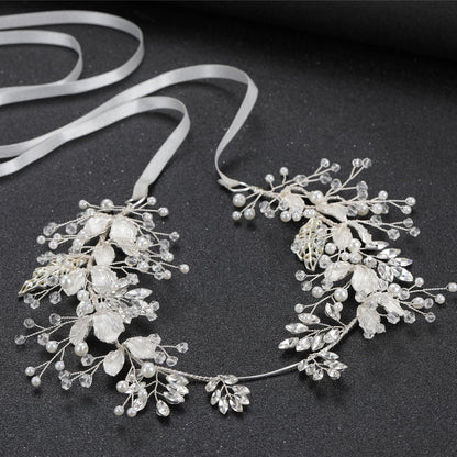 Gold Alloy Leaf Shape Pearl Hairpin Hair Stick Bridal Headpiece