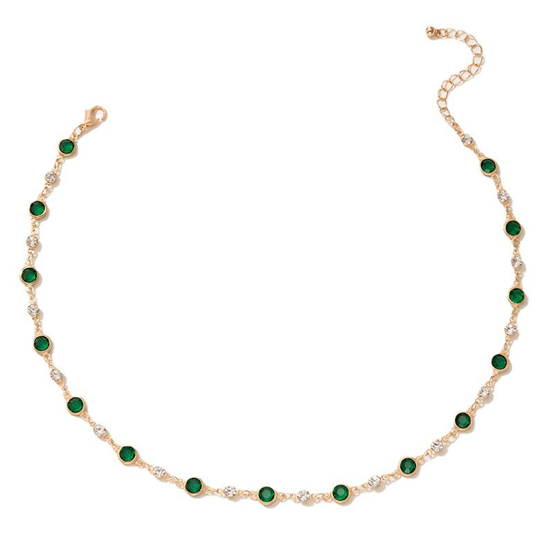 Trendy Green Cubic Zirconia Choker Necklace For Women