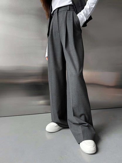 Wide Leg Trousers Elegant Casual Polyester Pants