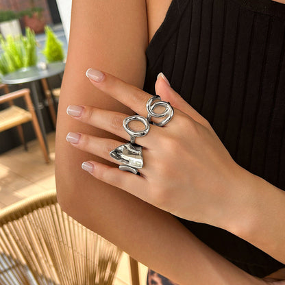 Trendy Geometric Metal Drop Rings For Women