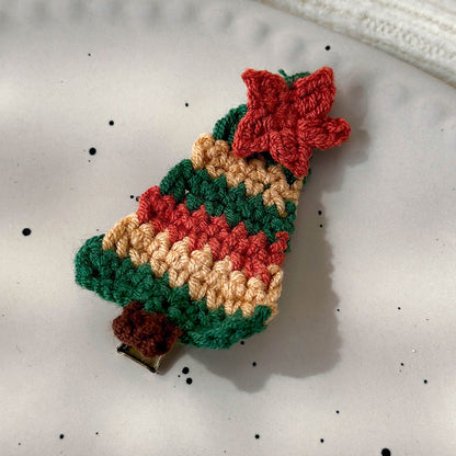 Sweet Hand Knitted Christmas Tree Hair Clip