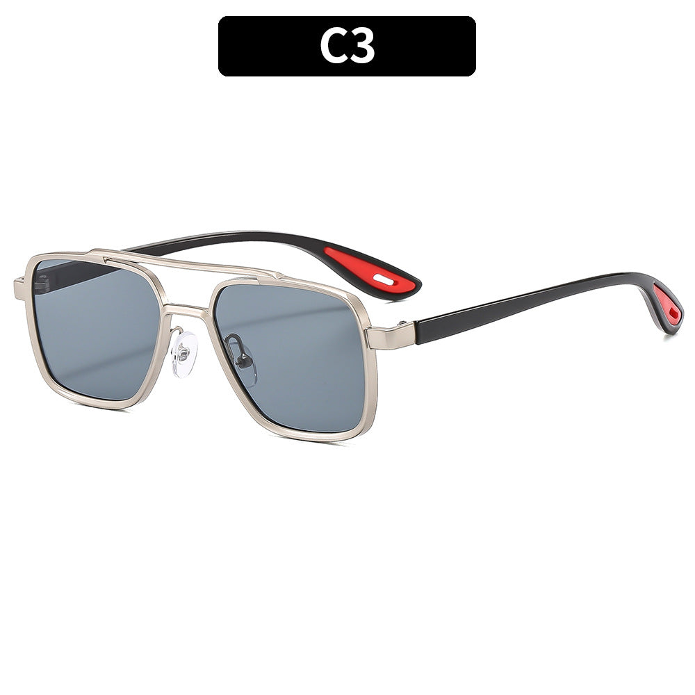 Men's Stylish Double Bridge Pilot Sunglasses with UV400 Protection