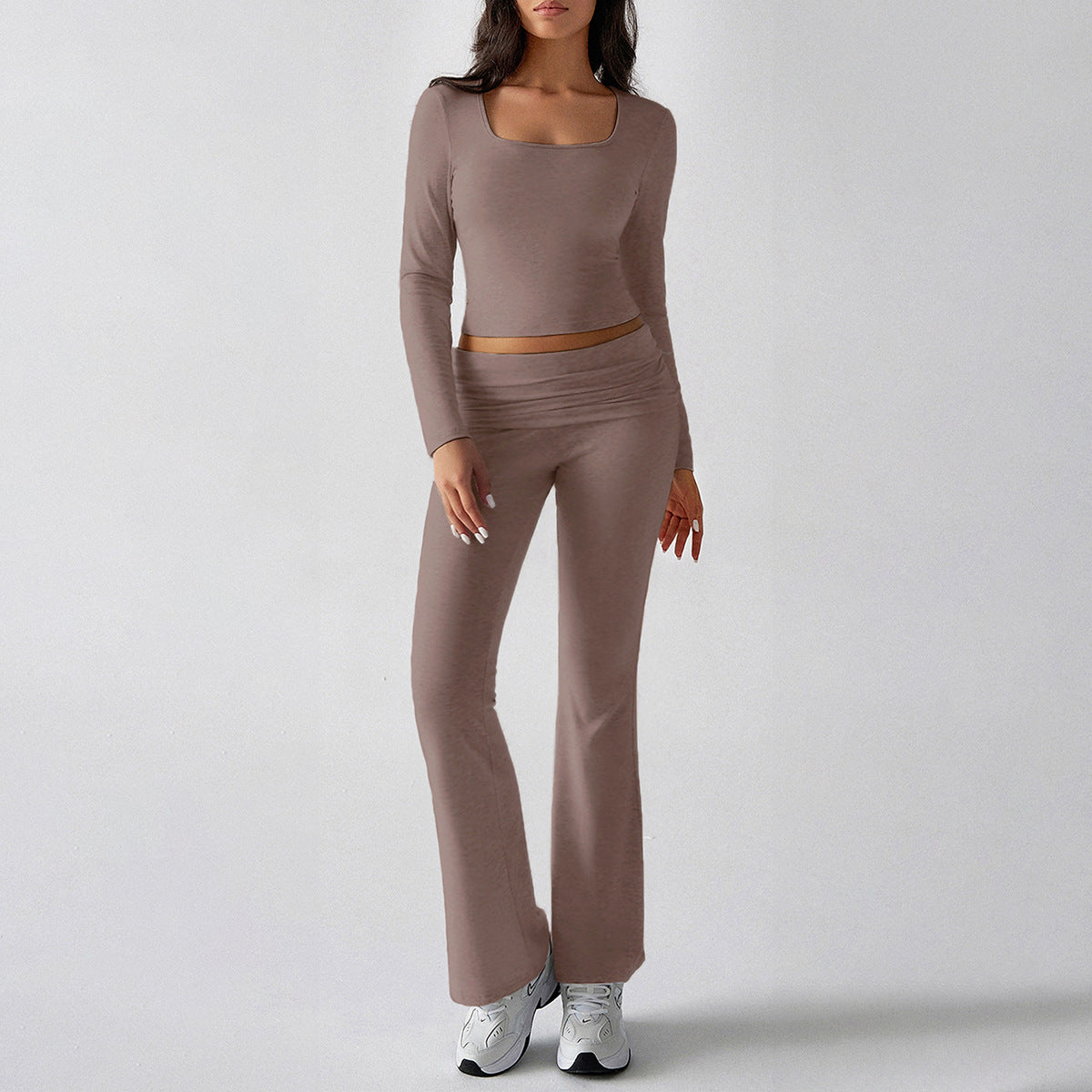 Casual Knit Long Sleeve Top and Pants Set