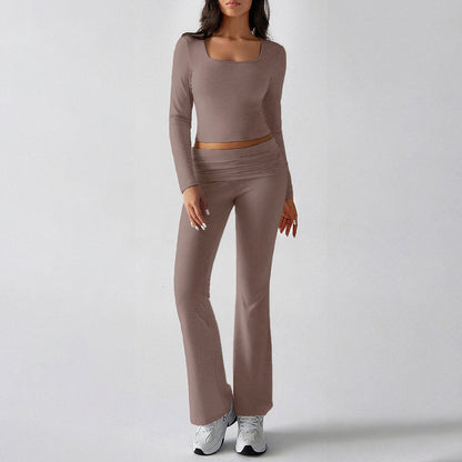 Casual Knit Long Sleeve Top and Pants Set