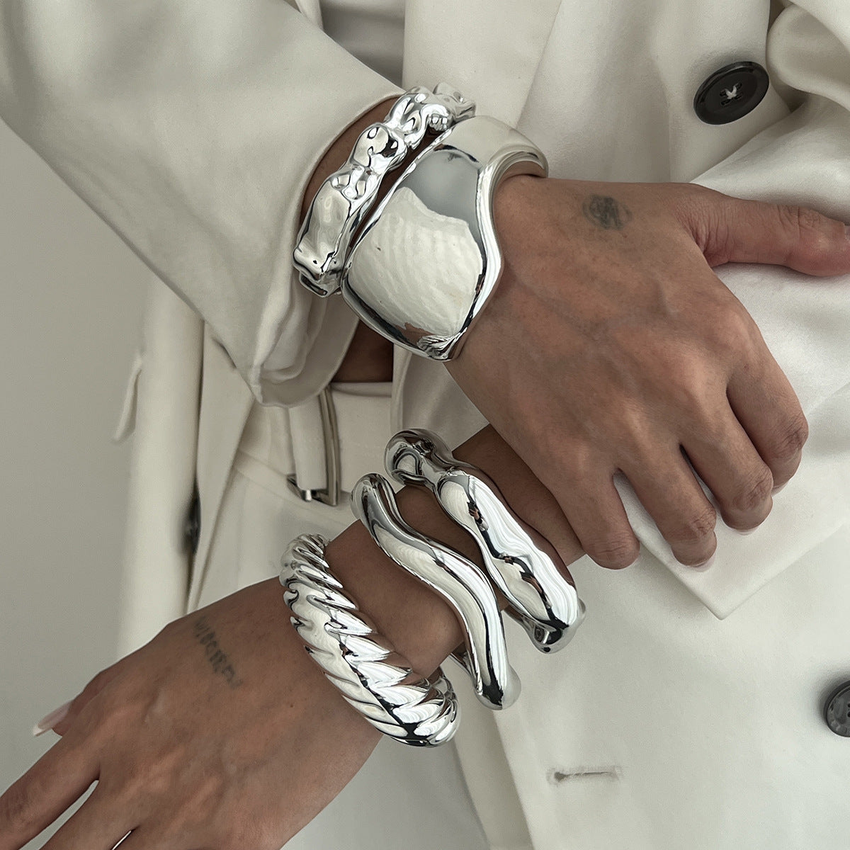 Fashionable Irregular CCB Bracelet Set for Casual Wear