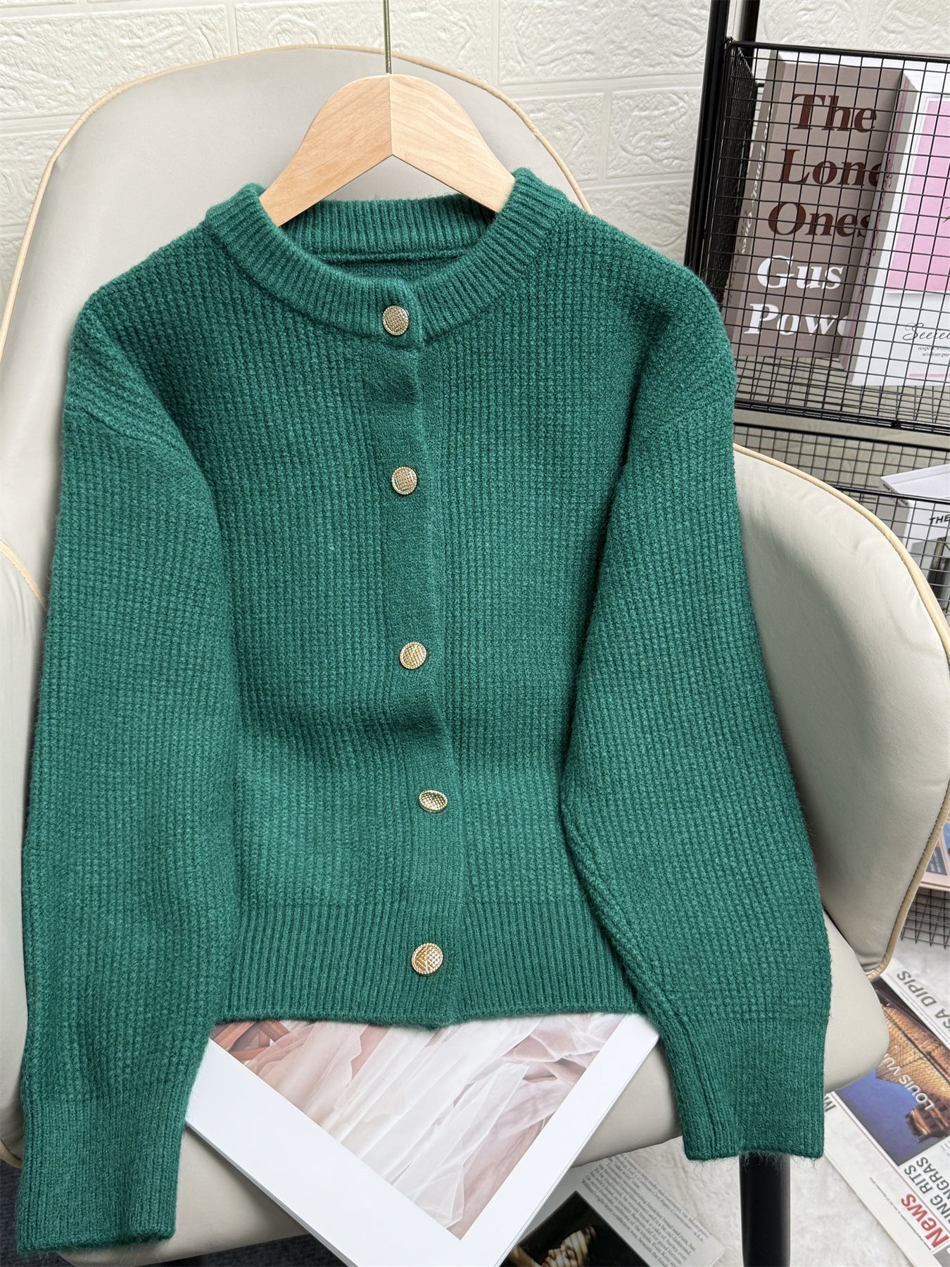 Elegant Knit Solid Color Button Down Cardigan