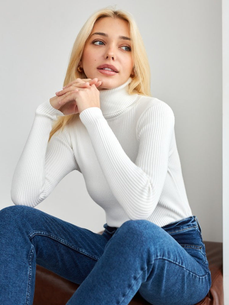 High Neck Knitted Sweater Comfortable Casual Pullover