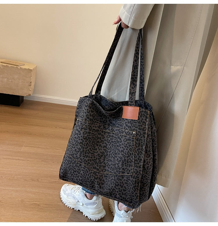 Leopaed Print Shoulder Bag Large Capacity Tote Bag