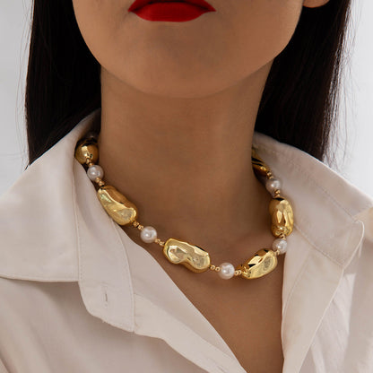 Trendy Ccb Letter Choker Necklace With Handmade Pearl Bow