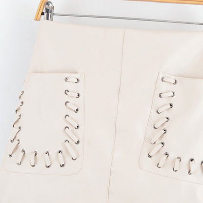 Simple Leather High Waist Mini Skirt