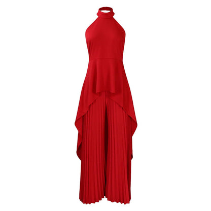Fashionable Casual Two-Piece Set With Backless Top And Wide-Leg Pants
