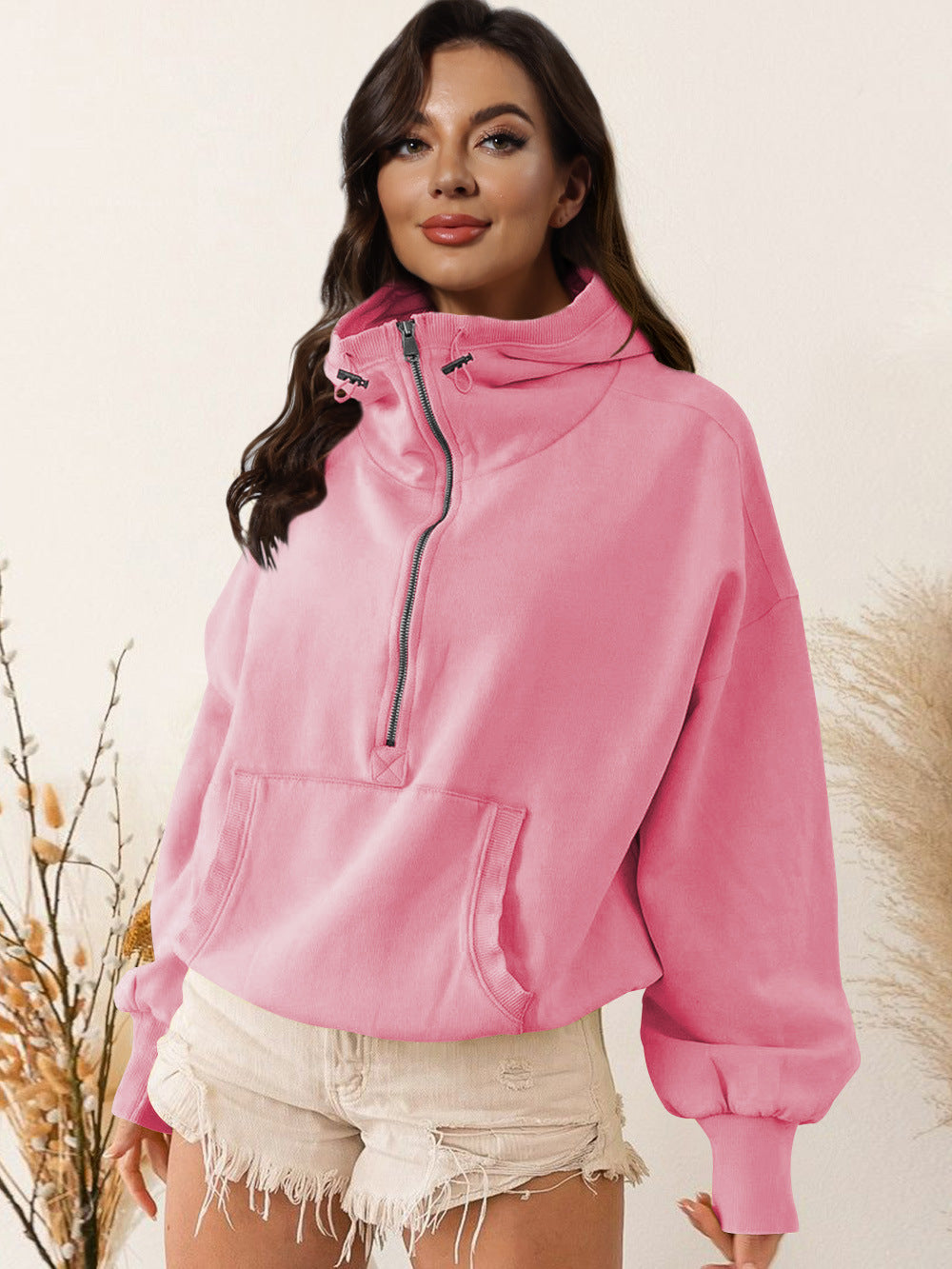 Hooded Sweatshirt for Women - Casual Pullover with Zipper