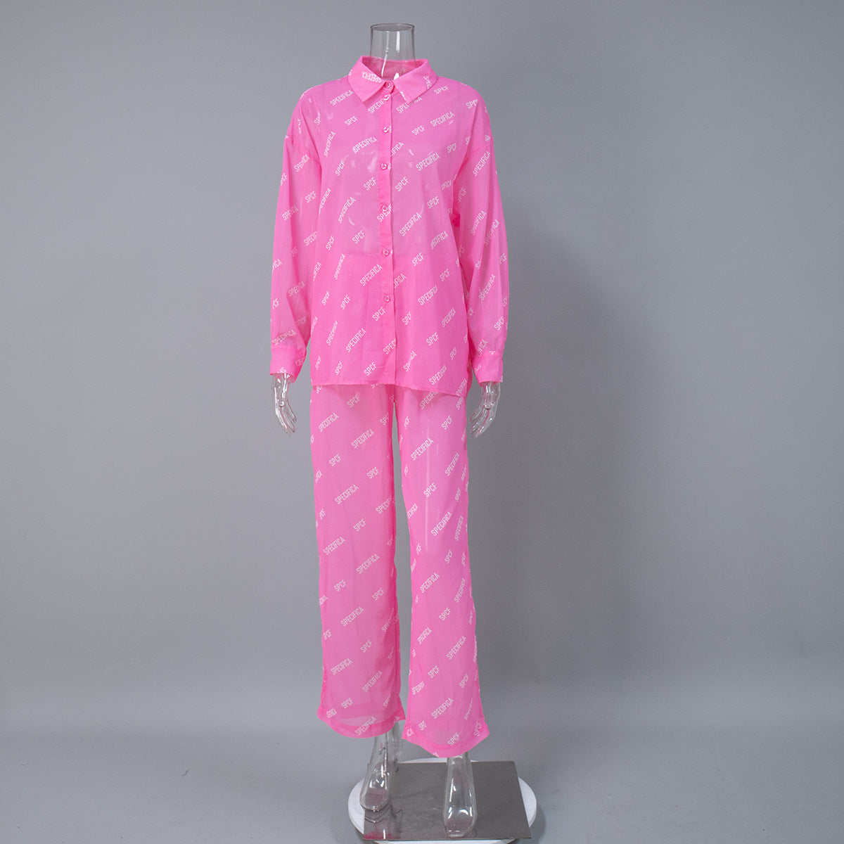Floral Print Chiffon Long Pants Set Women's Casual Outfit