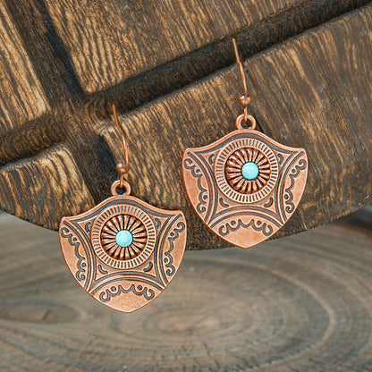 Geometric Alloy Earrings Stylish Bohemian Wood Dangle Earrings