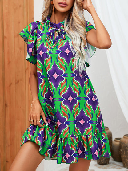 Dress Summer Print Ruffled Skirt