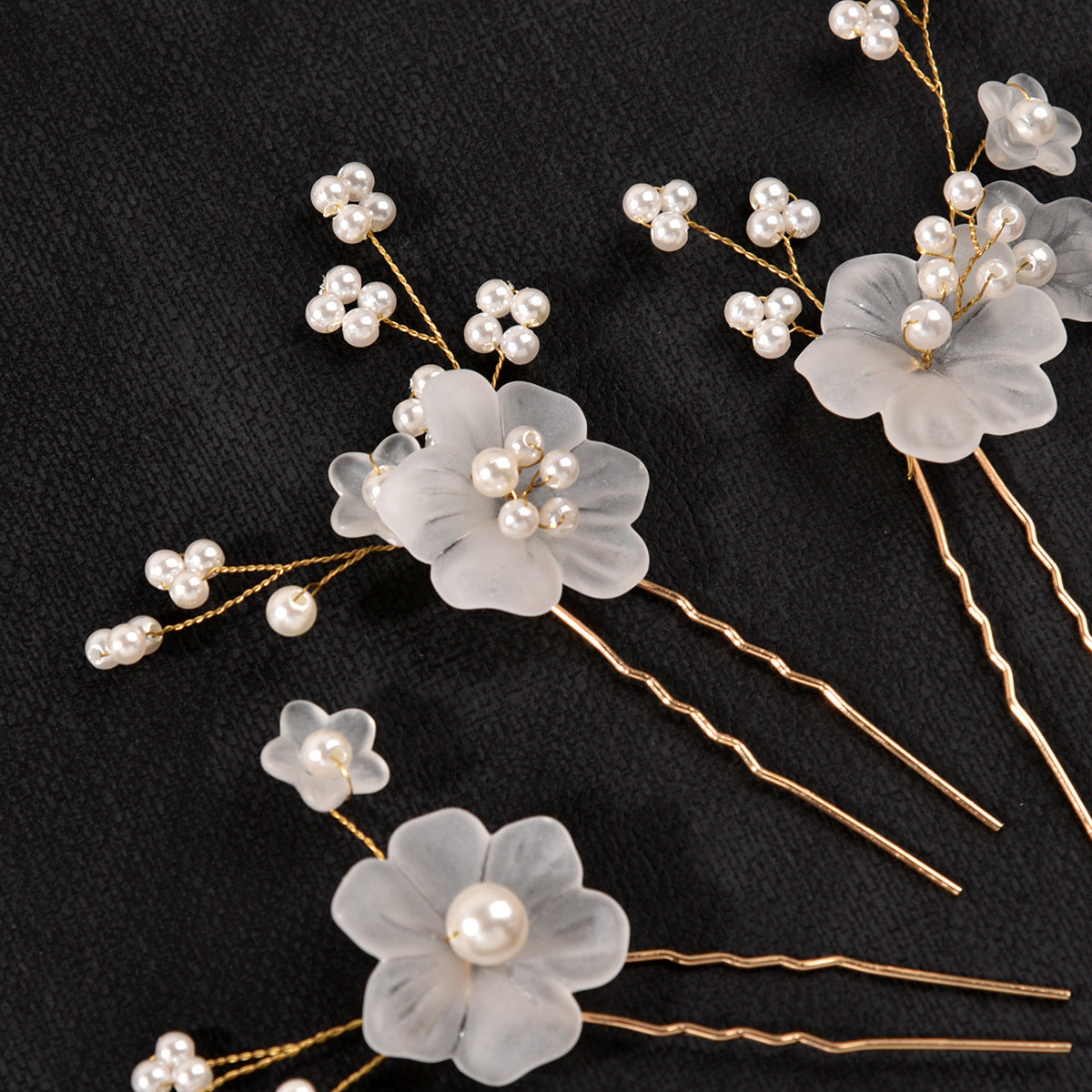 Bridal Hair Accessories Elegant White Flower Hairpins Set of 3