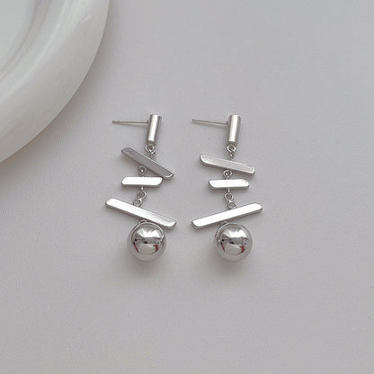Long Metal Ball Tassel Drop Earrings